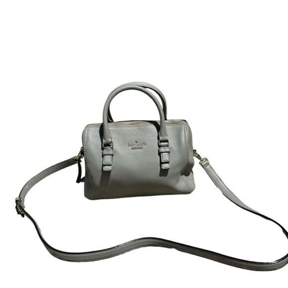 Kate Spade Jackson Street Leather Satchel Crossbody Bag Gray Adjustable Strap - Picture 1 of 16